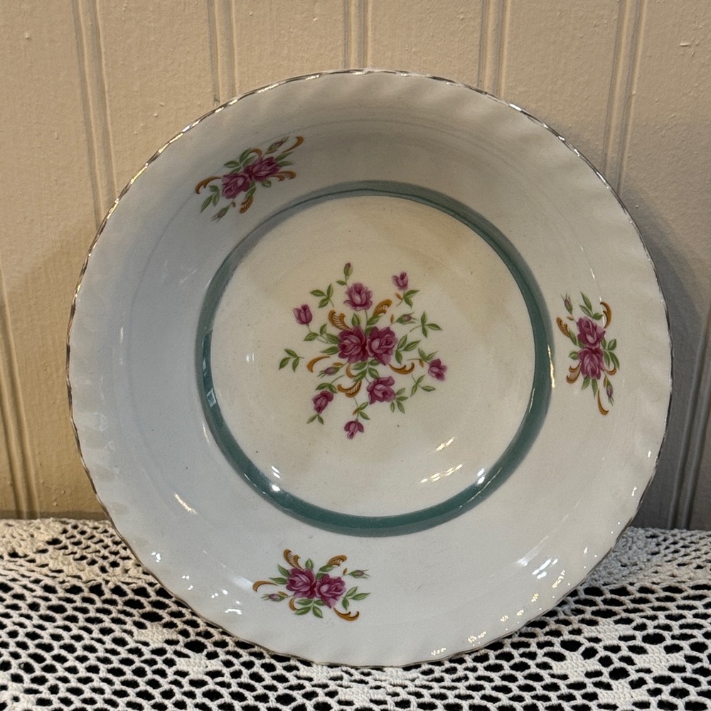Vintage Flower Ceramic Porcelain Gold Gilt Vegetable Bowl Cottagecore Japan